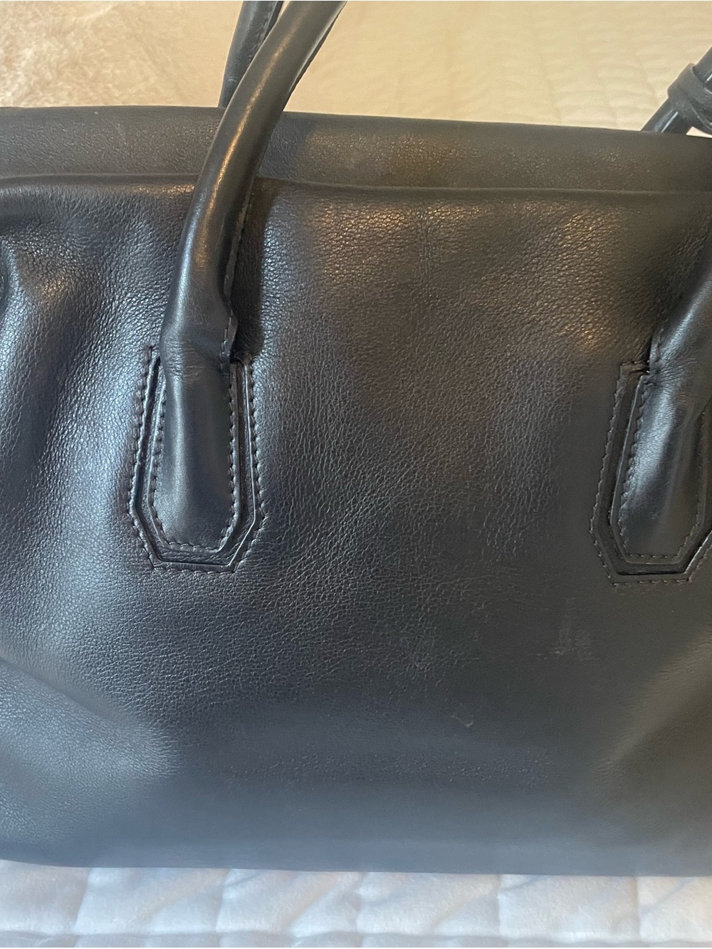 MCM Black Leather Satchel with Multicolor Patch Motifs - Picture 3 of 4